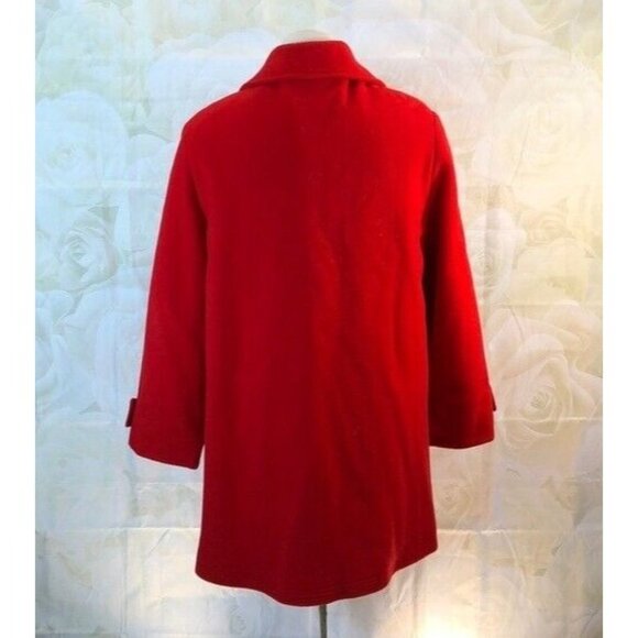Vintage Penguin Red 100% Pure Wool Over Coat Plaid Lining Size 16 Made in USA - Picture 2 of 9